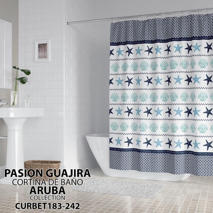 CORTINA DE BAÑO TELA IMPERMEABLE
