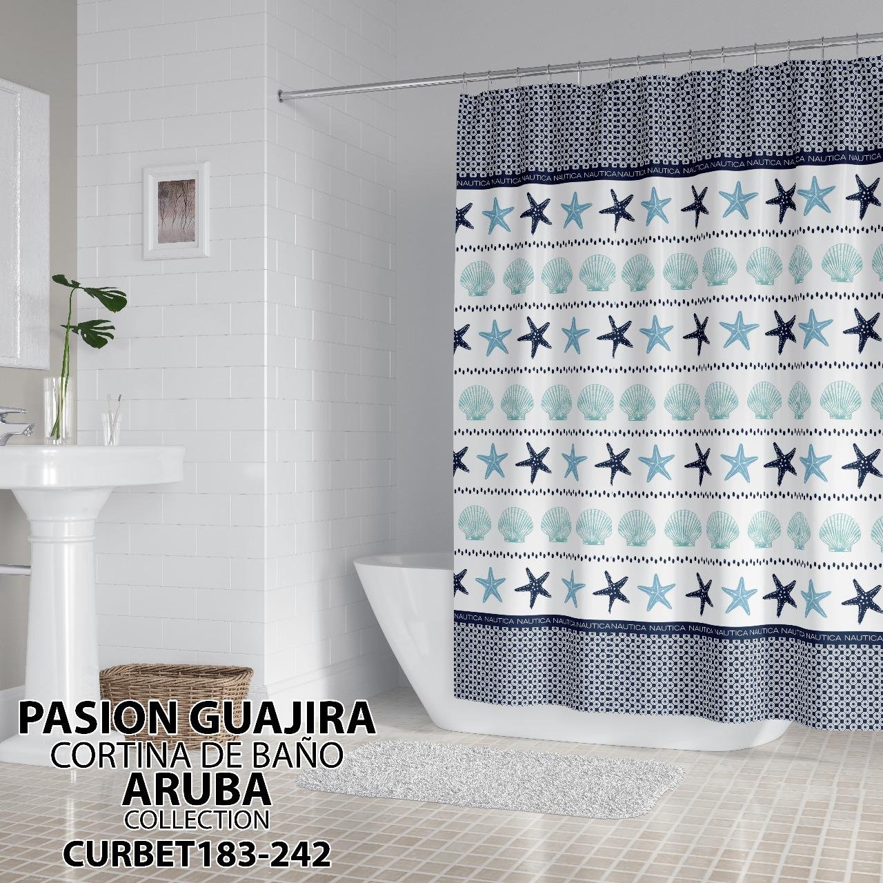CORTINA DE BAÑO TELA IMPERMEABLE