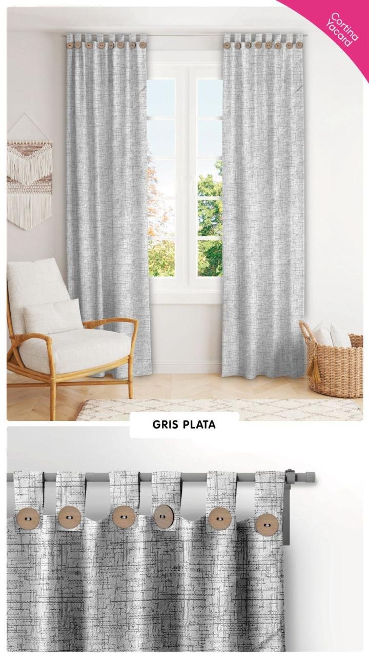 Vista alternativa de CORTINA JACKARD OJAL CON BOTÓN