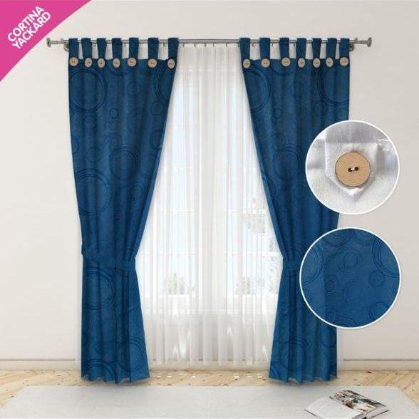 CORTINA JACKARD OJAL CON BOTÓN