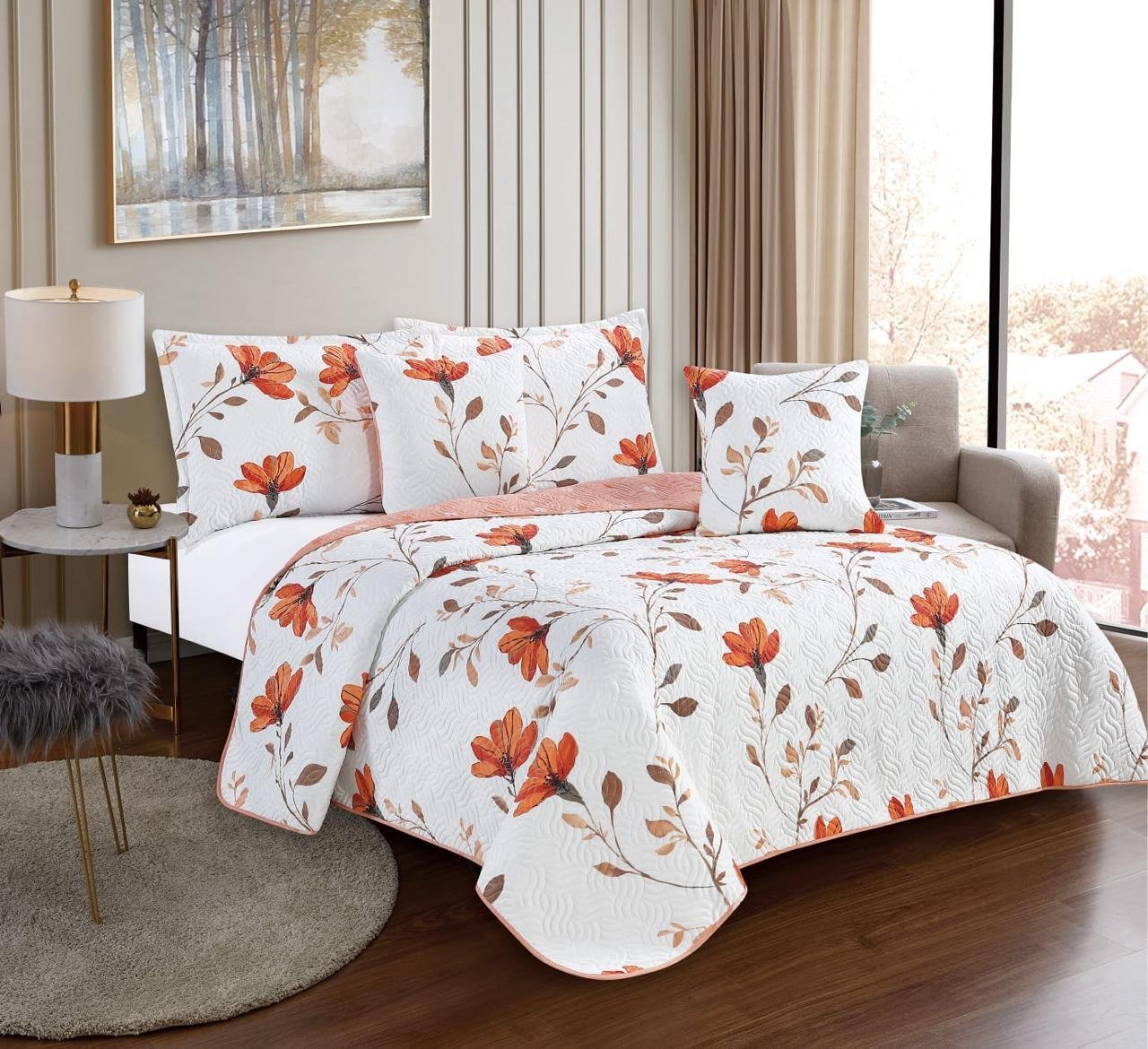 Vista alternativa de COLCHA ESPAÑOLA ESTAMPADA CORAL "D'HOME"